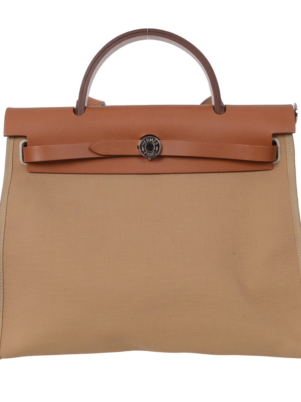 ♥️ Hermès Two-Tone Tan Canvas & Leather Top Handle Bag♥️
